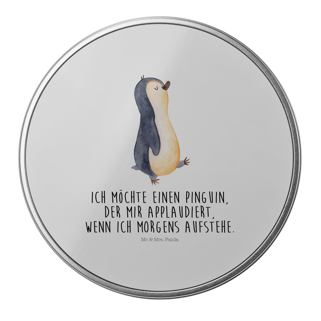 Blechdose rund Pinguin marschierend Metalldose, Keksdose, Dose, Vorratsdose, Geschenkbox, Pinguin, Pinguine, Frühaufsteher, Langschläfer, Bruder, Schwester, Familie