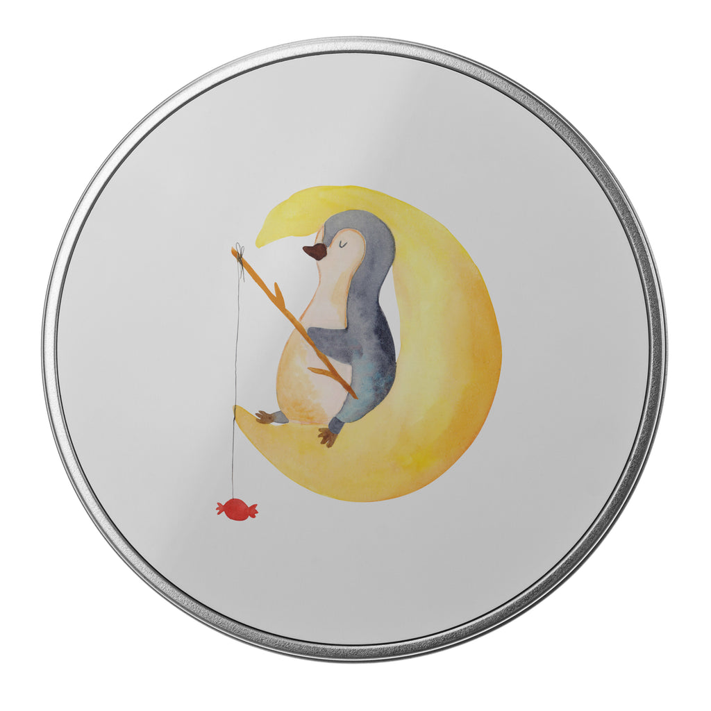 Blechdose rund Pinguin Mond Metalldose, Keksdose, Dose, Vorratsdose, Geschenkbox, Pinguin, Pinguine, Spruch, schlafen, Nachtruhe, Einschlafen, Schlafzimmer, Schlafstörungen, Gästezimmer