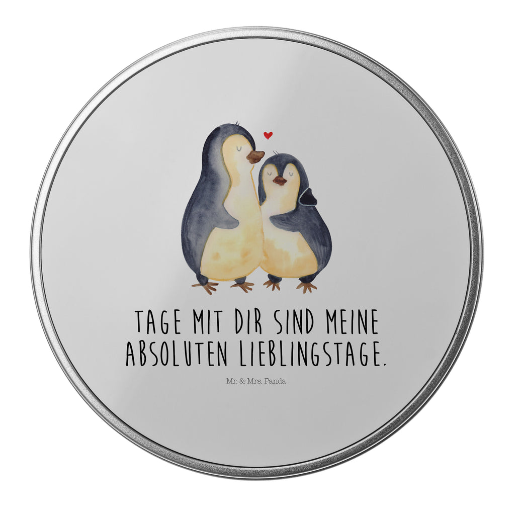 Blechdose rund Pinguin umarmend Metalldose, Keksdose, Dose, Vorratsdose, Geschenkbox, Pinguin, Liebe, Liebespaar, Liebesbeweis, Liebesgeschenk, Verlobung, Jahrestag, Hochzeitstag, Hochzeit, Hochzeitsgeschenk