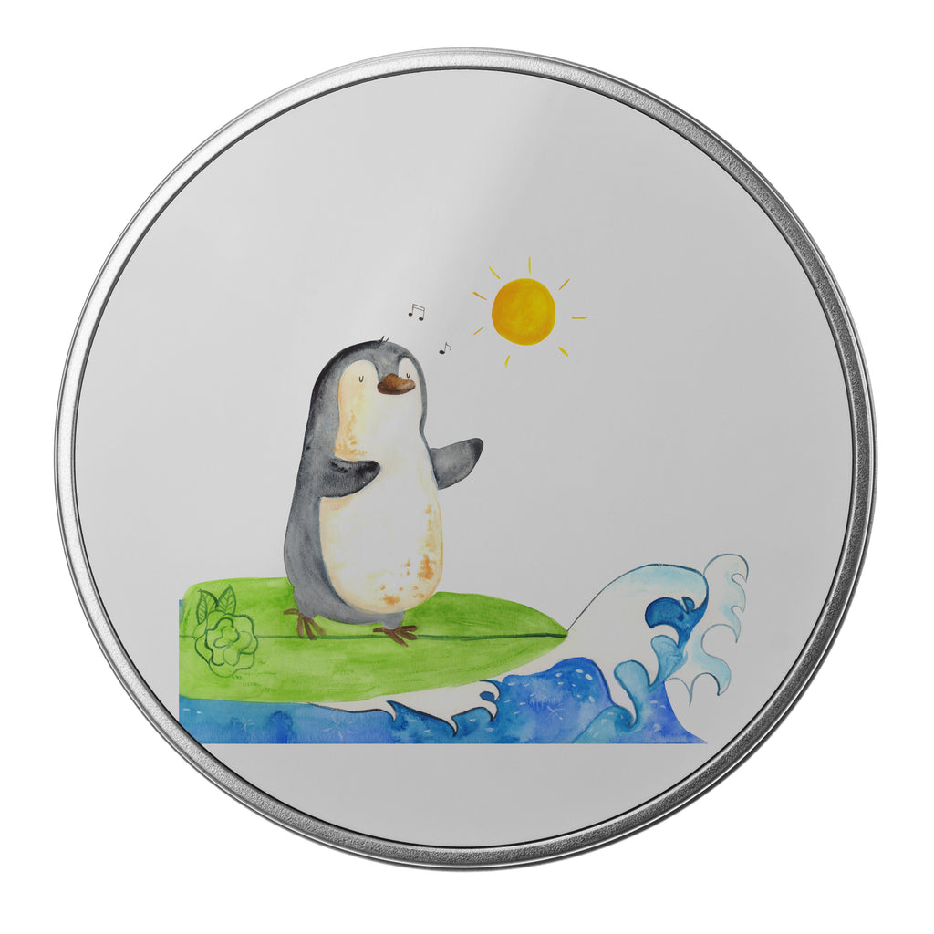 Blechdose rund Pinguin Surfer Metalldose, Keksdose, Dose, Vorratsdose, Geschenkbox, Pinguin, Pinguine, surfen, Surfer, Hawaii, Urlaub, Wellen, Wellen reiten, Portugal