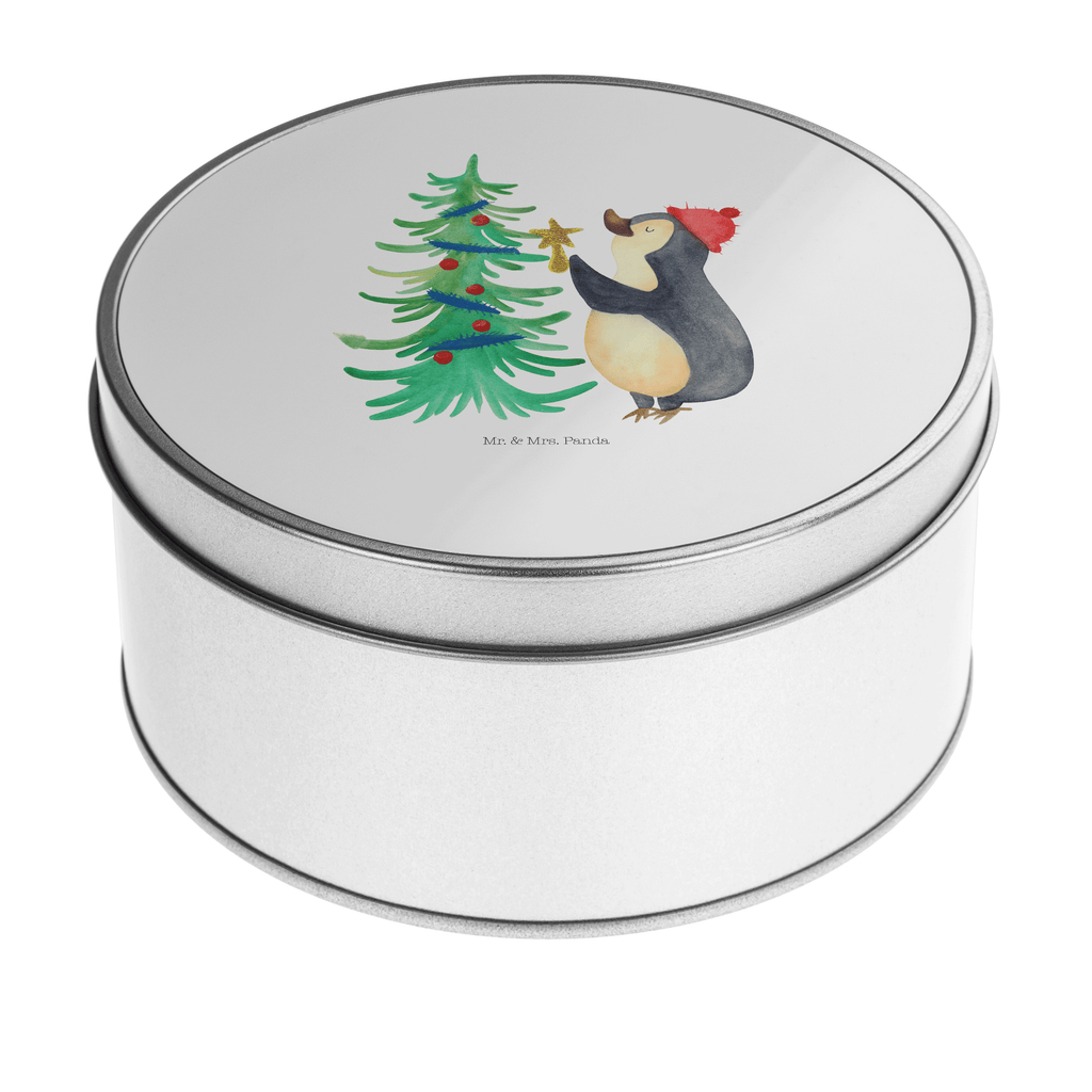 Blechdose rund Pinguin Weihnachtsbaum Metalldose, Keksdose, Dose, Vorratsdose, Geschenkbox, Winter, Weihnachten, Weihnachtsdeko, Nikolaus, Advent, Heiligabend, Wintermotiv, Pinguin