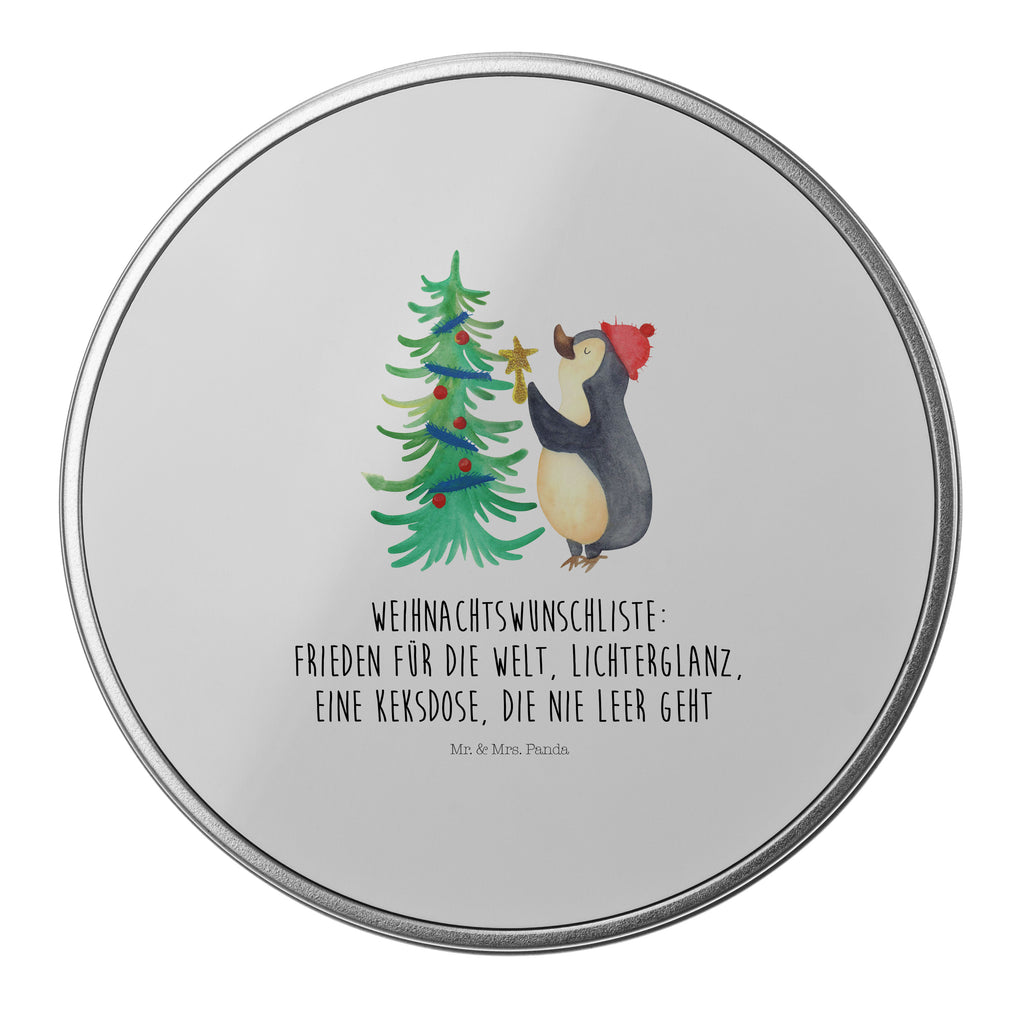 Blechdose rund Pinguin Weihnachtsbaum Metalldose, Keksdose, Dose, Vorratsdose, Geschenkbox, Winter, Weihnachten, Weihnachtsdeko, Nikolaus, Advent, Heiligabend, Wintermotiv, Pinguin