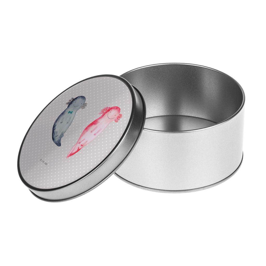 Blechdose rund Axolotl Axel+Lotte Metalldose, Keksdose, Dose, Vorratsdose, Geschenkbox, Axolotl, Molch, Axolot, Schwanzlurch, Lurch, Lurche, Liebe, große Liebe, Liebesbeweis, Freund, Verlobter, Ehemann, Jahrestag, Valentinstag
