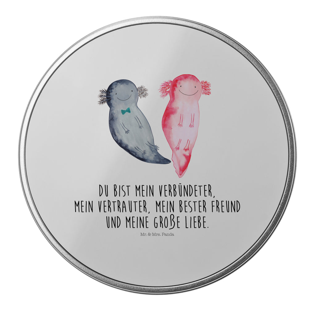 Blechdose rund Axolotl Axel+Lotte Metalldose, Keksdose, Dose, Vorratsdose, Geschenkbox, Axolotl, Molch, Axolot, Schwanzlurch, Lurch, Lurche, Liebe, große Liebe, Liebesbeweis, Freund, Verlobter, Ehemann, Jahrestag, Valentinstag