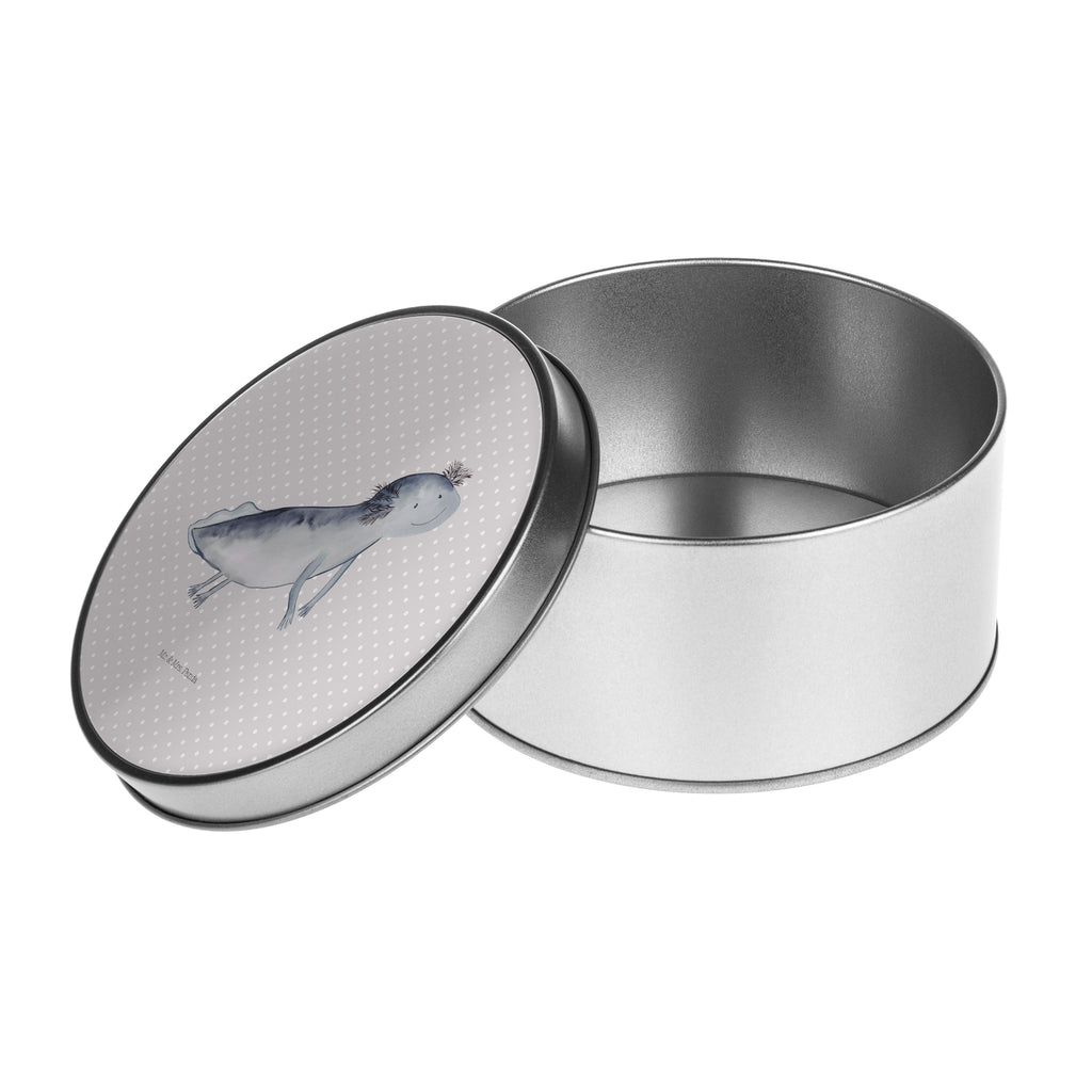 Blechdose rund Axolotl schwimmt Metalldose, Keksdose, Dose, Vorratsdose, Geschenkbox, Axolotl, Molch, Axolot, Schwanzlurch, Lurch, Lurche, Problem, Probleme, Lösungen, Motivation