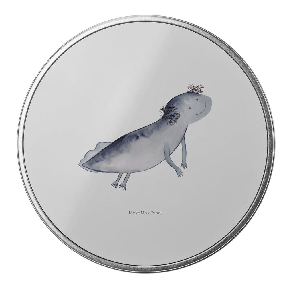Blechdose rund Axolotl schwimmt Metalldose, Keksdose, Dose, Vorratsdose, Geschenkbox, Axolotl, Molch, Axolot, Schwanzlurch, Lurch, Lurche, Problem, Probleme, Lösungen, Motivation