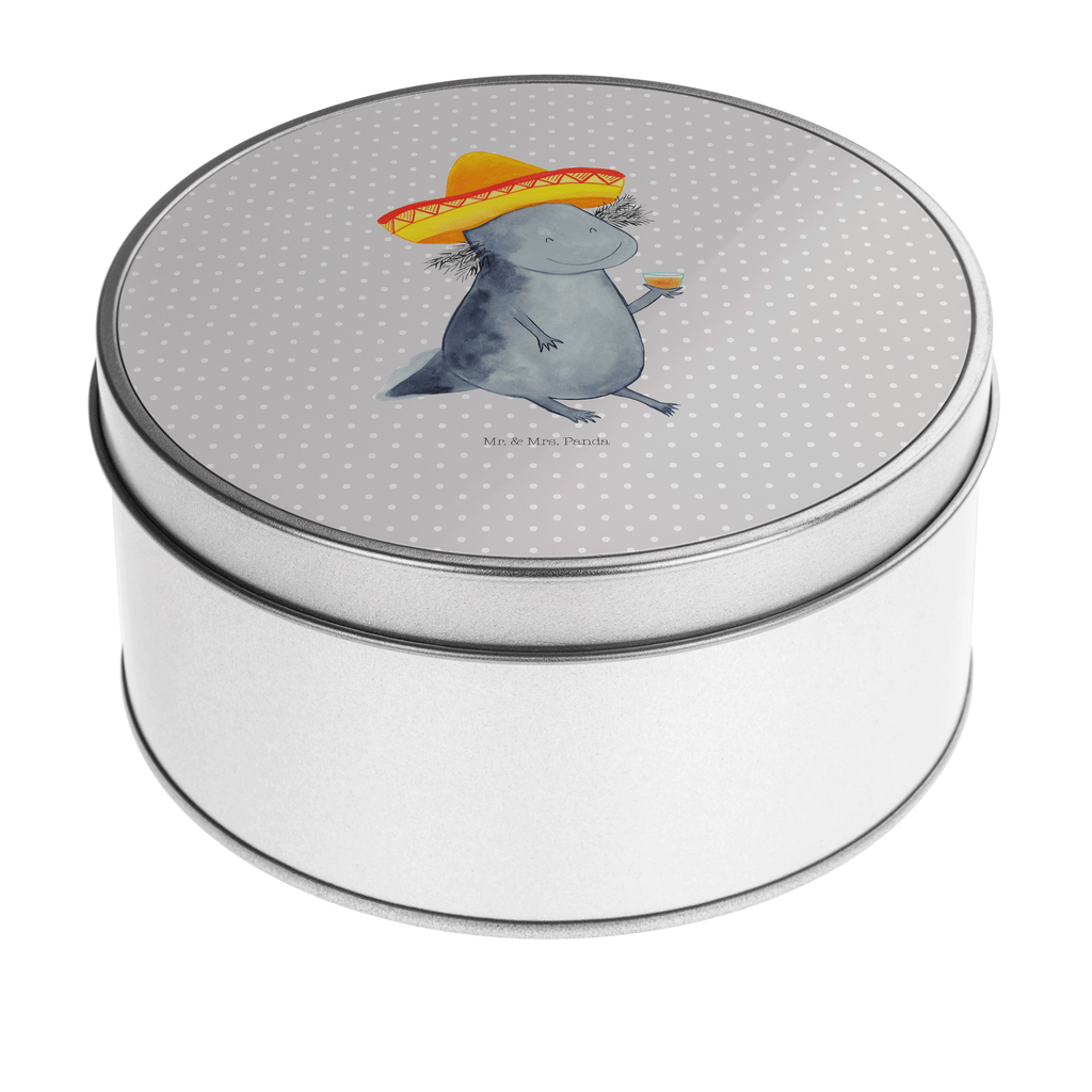 Blechdose rund Axolotl Tequila Metalldose, Keksdose, Dose, Vorratsdose, Geschenkbox, Axolotl, Molch, Mexico, Mexiko, Sombrero, Zitrone, Tequila, Motivation, Spruch, Schwanzlurch, Lurch, Lurche, Axolot, Feuerdrache, Feuersalamander