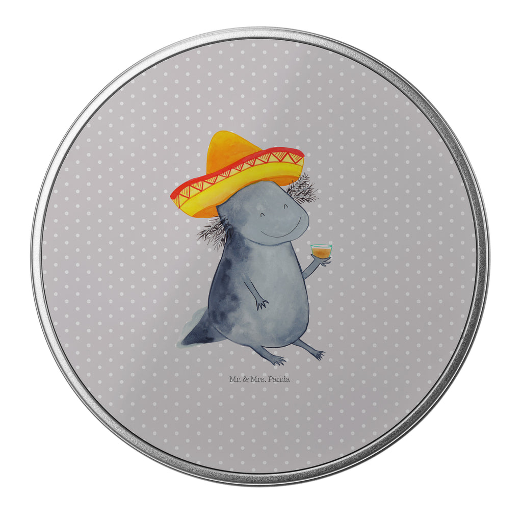 Blechdose rund Axolotl Tequila Metalldose, Keksdose, Dose, Vorratsdose, Geschenkbox, Axolotl, Molch, Mexico, Mexiko, Sombrero, Zitrone, Tequila, Motivation, Spruch, Schwanzlurch, Lurch, Lurche, Axolot, Feuerdrache, Feuersalamander