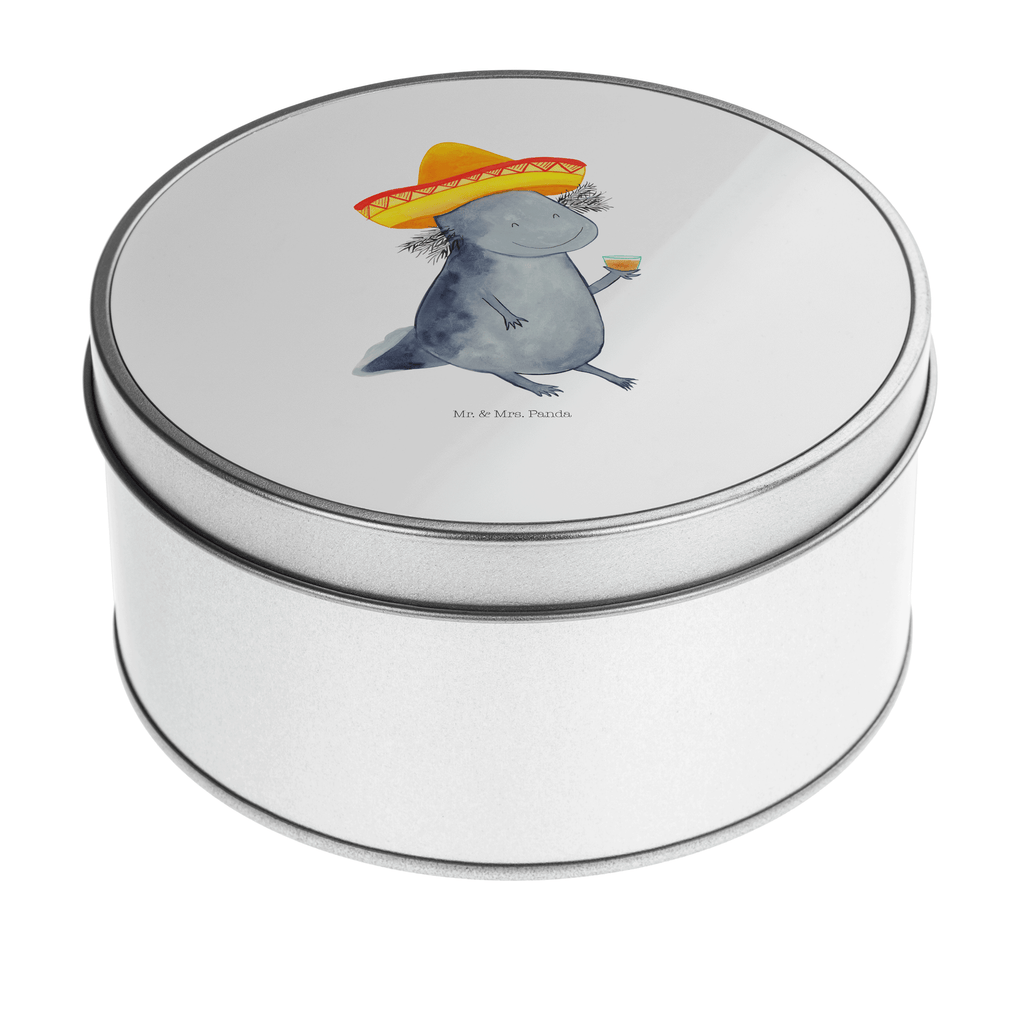 Blechdose rund Axolotl Tequila Metalldose, Keksdose, Dose, Vorratsdose, Geschenkbox, Axolotl, Molch, Mexico, Mexiko, Sombrero, Zitrone, Tequila, Motivation, Spruch, Schwanzlurch, Lurch, Lurche, Axolot, Feuerdrache, Feuersalamander