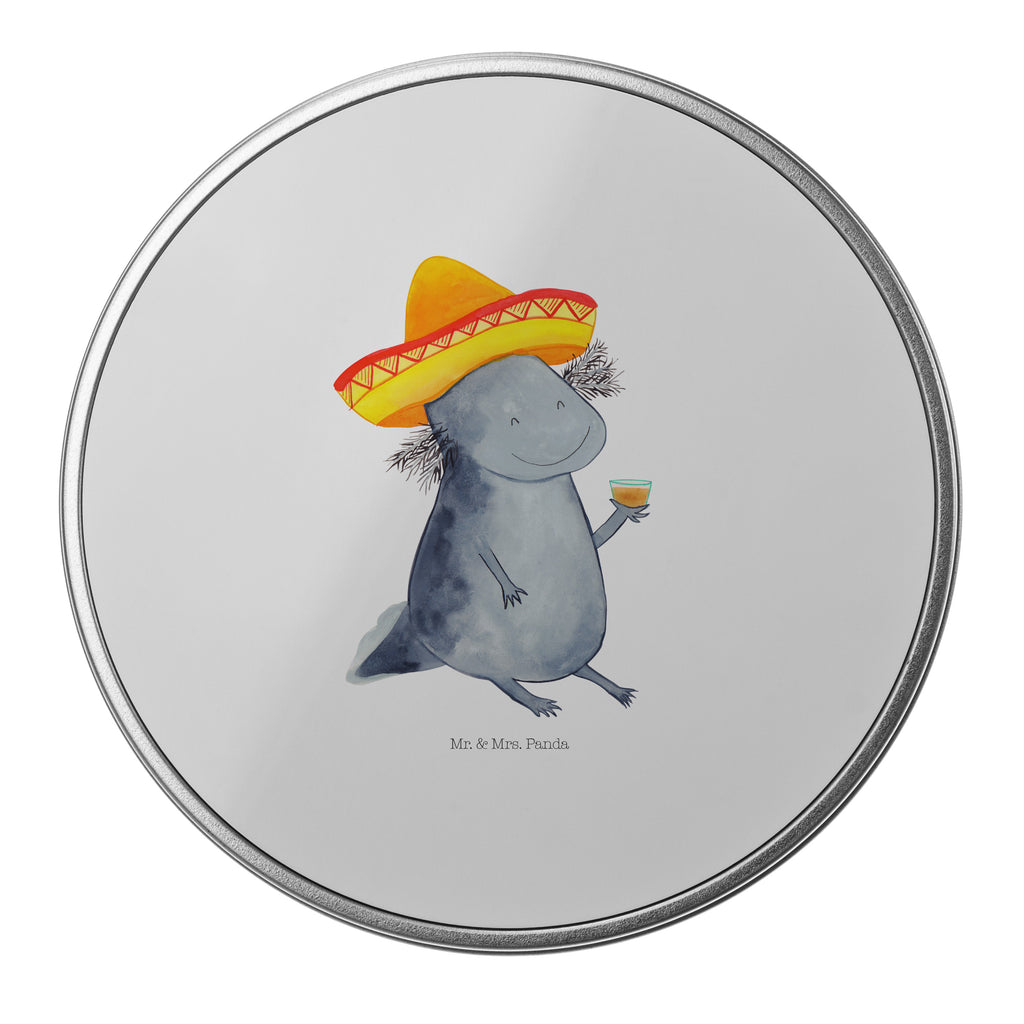 Blechdose rund Axolotl Tequila Metalldose, Keksdose, Dose, Vorratsdose, Geschenkbox, Axolotl, Molch, Mexico, Mexiko, Sombrero, Zitrone, Tequila, Motivation, Spruch, Schwanzlurch, Lurch, Lurche, Axolot, Feuerdrache, Feuersalamander