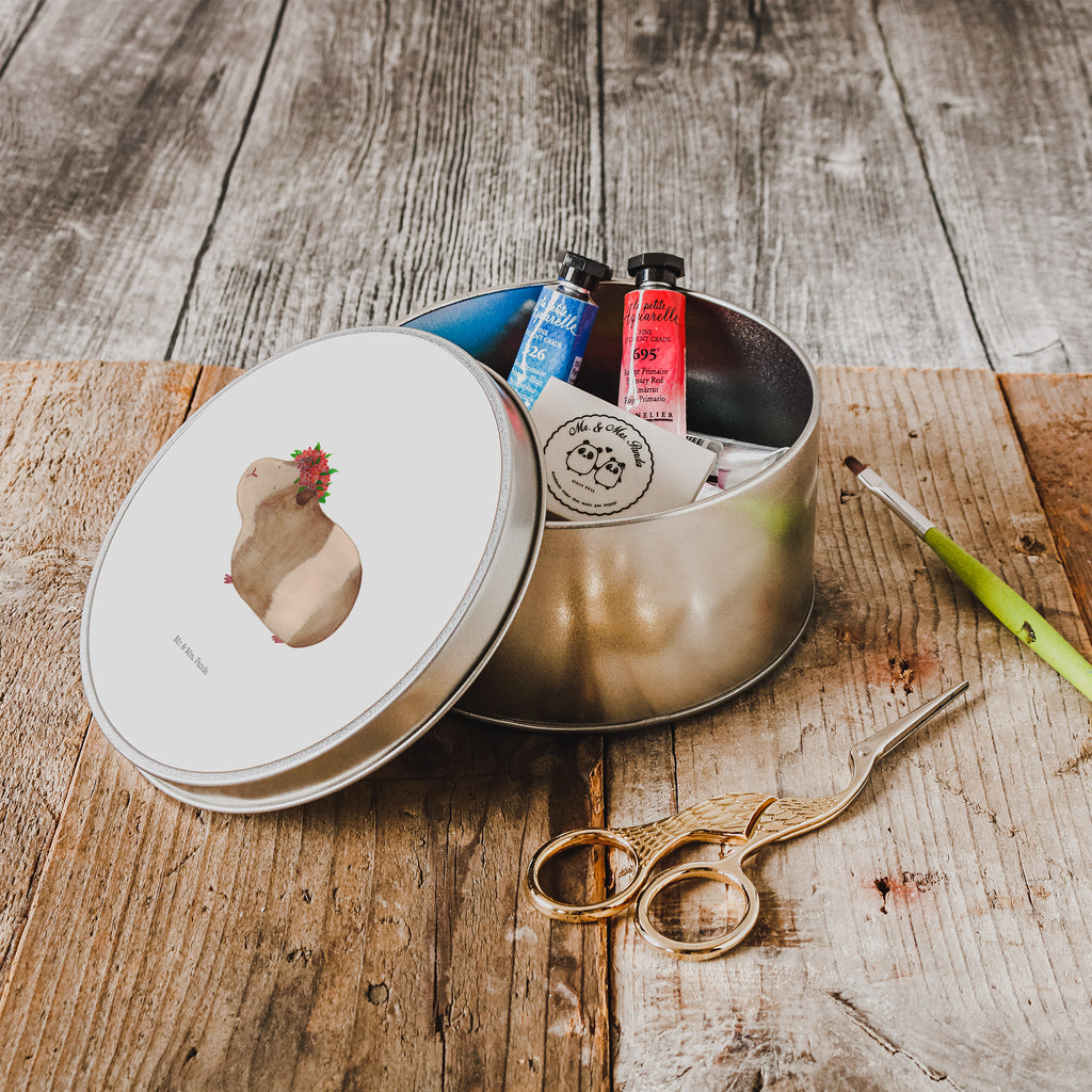 Blechdose rund Meerschweinchen weise Metalldose, Keksdose, Dose, Vorratsdose, Geschenkbox, Tiermotive, Gute Laune, lustige Sprüche, Tiere, Meerschweinchen, Meerie, Meeries, Wunder, Blumenkind, Realität, Spruch, Weisheit, Motivation, Wunderland