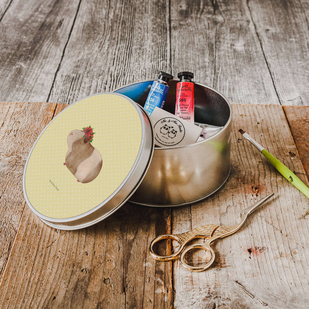 Blechdose rund Meerschweinchen weise Metalldose, Keksdose, Dose, Vorratsdose, Geschenkbox, Tiermotive, Gute Laune, lustige Sprüche, Tiere, Meerschweinchen, Meerie, Meeries, Wunder, Blumenkind, Realität, Spruch, Weisheit, Motivation, Wunderland