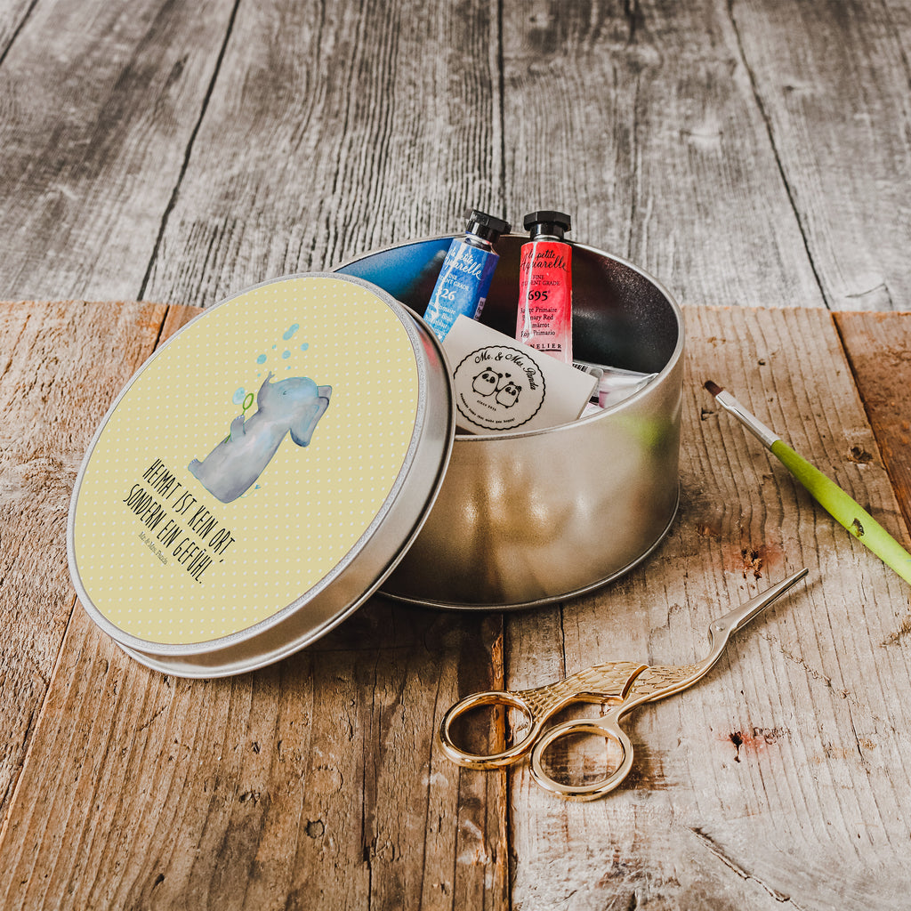 Blechdose rund Elefant Seifenblasen Metalldose, Keksdose, Dose, Vorratsdose, Geschenkbox, Tiermotive, Gute Laune, lustige Sprüche, Tiere, Elefant, Elefanten, Dickhäter, Rüsseltier, Seifenblasen, Liebe, Heimat, Gefühl. Daheim, Liebesbeweis, Liebesspruch