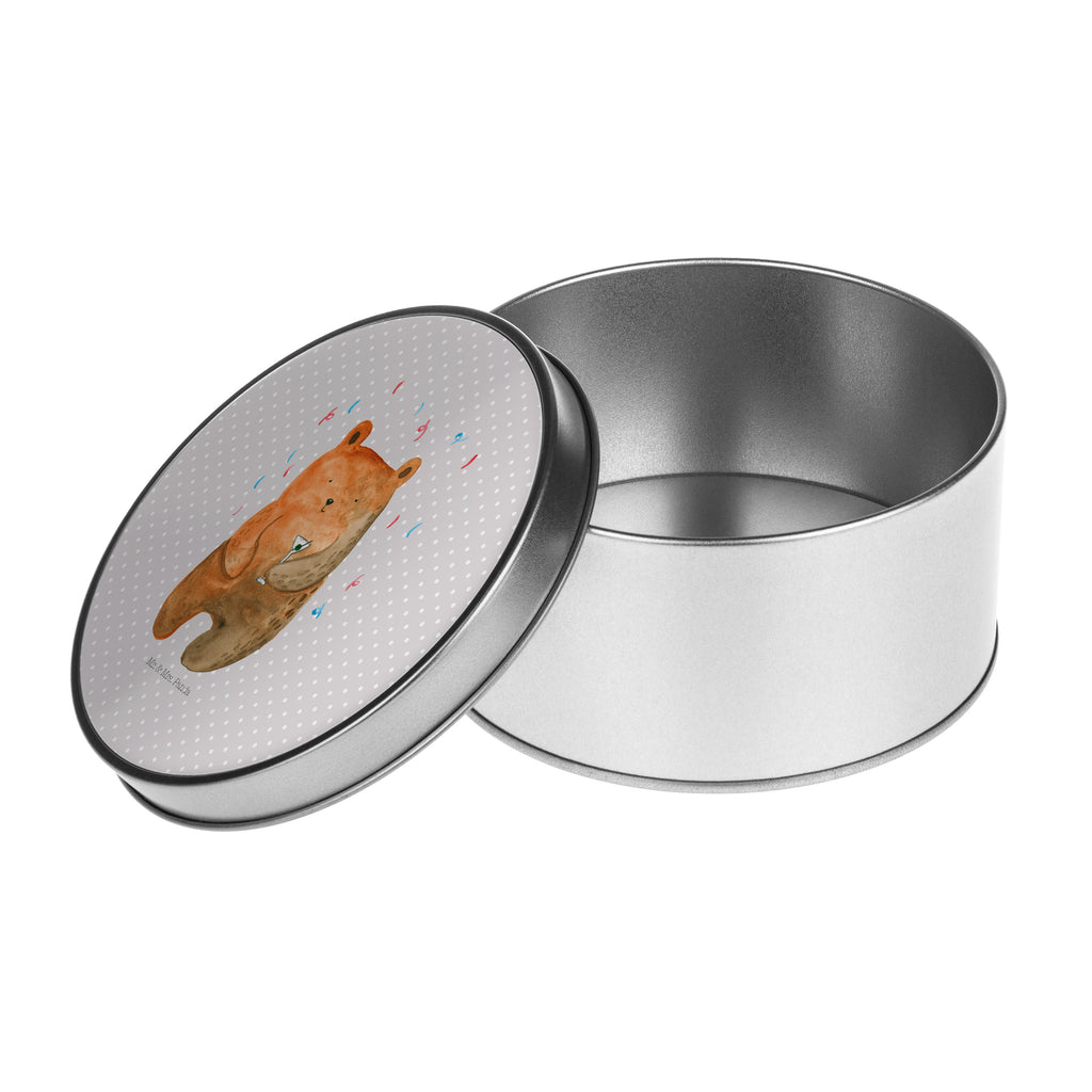 Blechdose rund Bär Party Metalldose, Keksdose, Dose, Vorratsdose, Geschenkbox, Bär, Teddy, Teddybär, Geburtstag, Geburtstagsgeschenk, Geschenk, Party, Feiern, Abfeiern, Mitbringsel, Gute Laune, Lustig