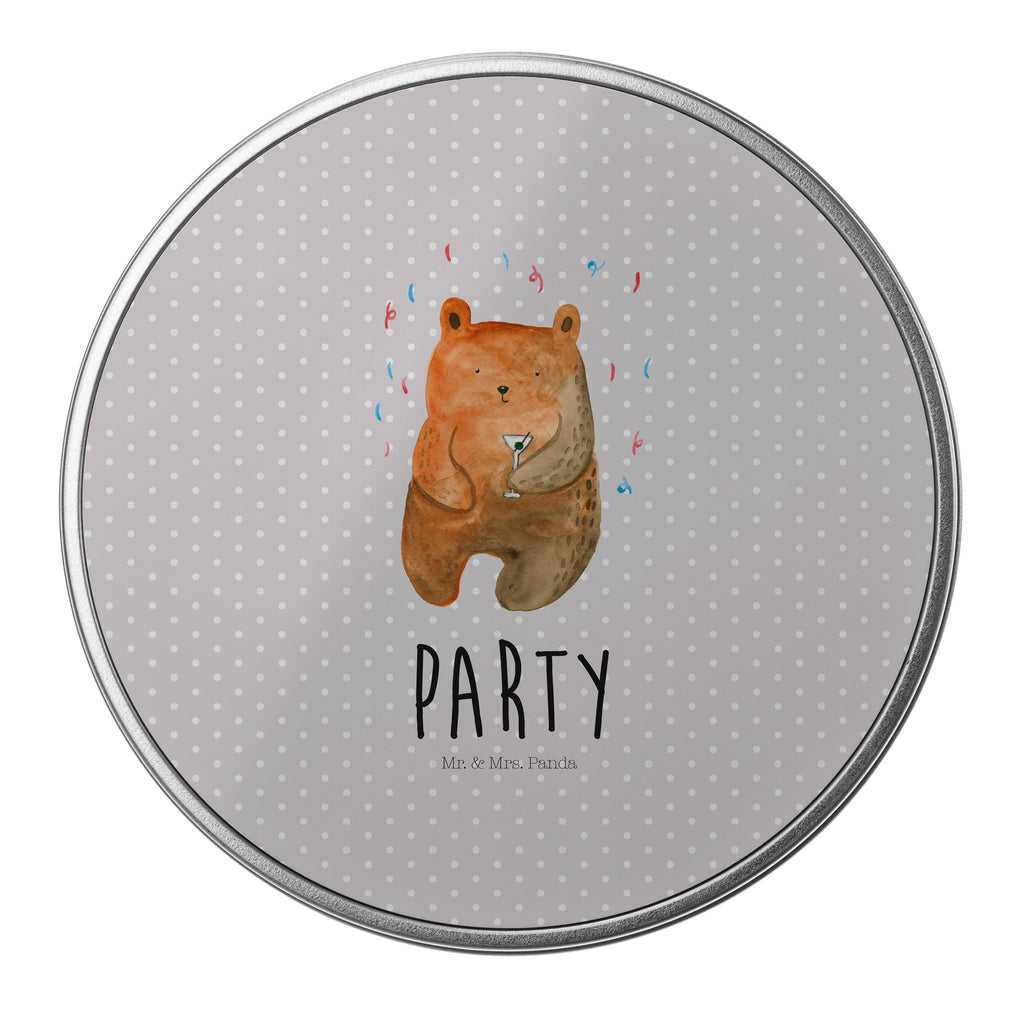 Blechdose rund Bär Party Metalldose, Keksdose, Dose, Vorratsdose, Geschenkbox, Bär, Teddy, Teddybär, Geburtstag, Geburtstagsgeschenk, Geschenk, Party, Feiern, Abfeiern, Mitbringsel, Gute Laune, Lustig