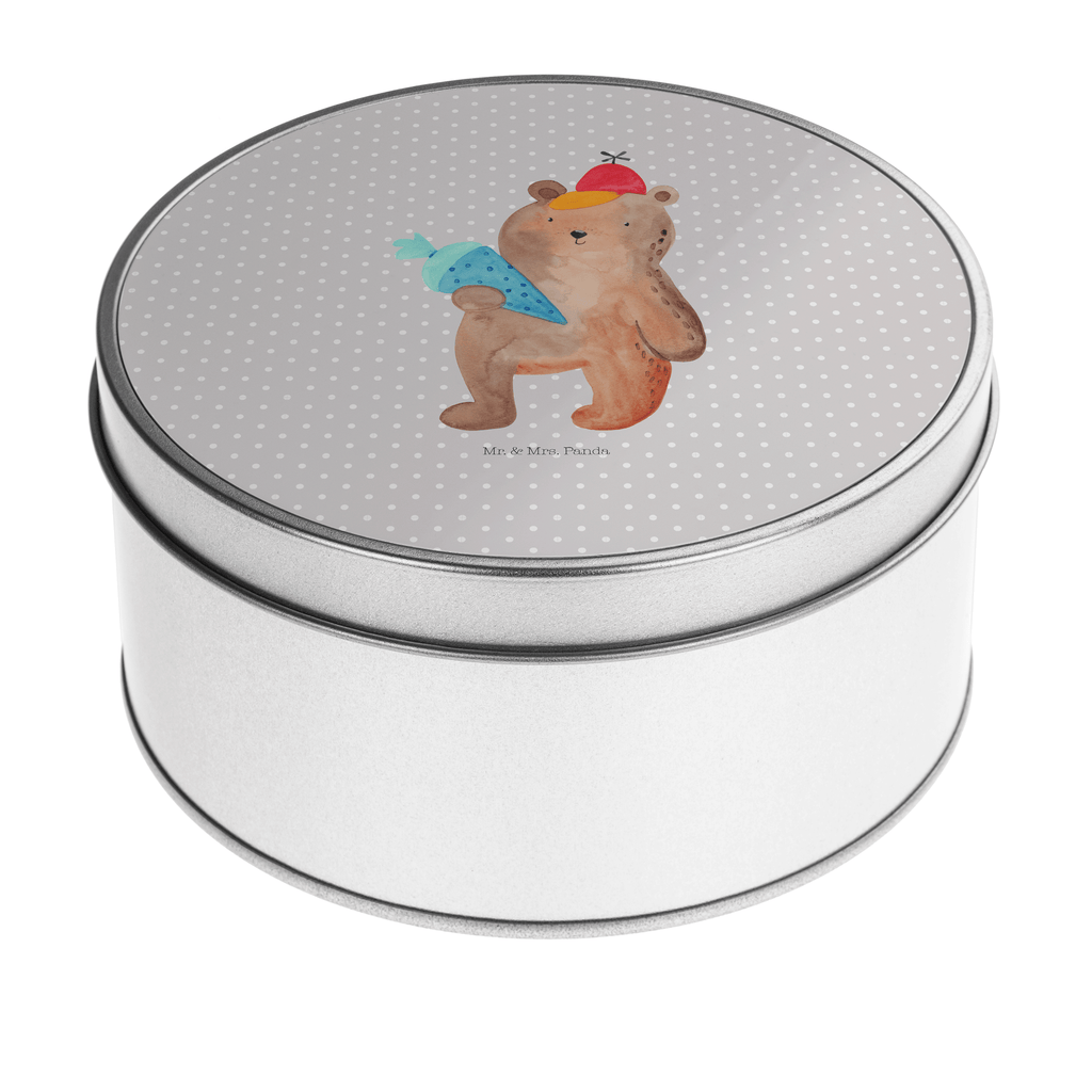 Blechdose rund Bär mit Schultüte Metalldose, Keksdose, Dose, Vorratsdose, Geschenkbox, Bär, Teddy, Teddybär, Bär Motiv, Schultüte, Erster Schultag Geschenk, Einschulung Geschenk, Schule Geschenk, Grundschule, Schulanfang, Schulbeginn