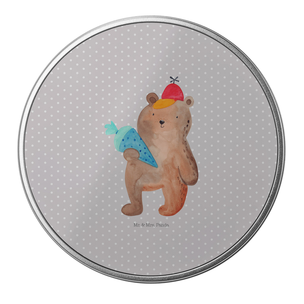 Blechdose rund Bär mit Schultüte Metalldose, Keksdose, Dose, Vorratsdose, Geschenkbox, Bär, Teddy, Teddybär, Bär Motiv, Schultüte, Erster Schultag Geschenk, Einschulung Geschenk, Schule Geschenk, Grundschule, Schulanfang, Schulbeginn
