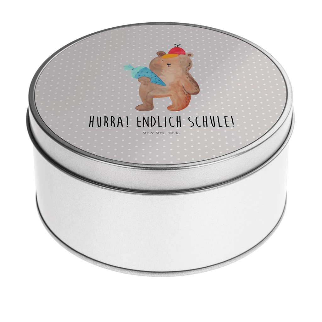 Blechdose rund Bär mit Schultüte Metalldose, Keksdose, Dose, Vorratsdose, Geschenkbox, Bär, Teddy, Teddybär, Bär Motiv, Schultüte, Erster Schultag Geschenk, Einschulung Geschenk, Schule Geschenk, Grundschule, Schulanfang, Schulbeginn