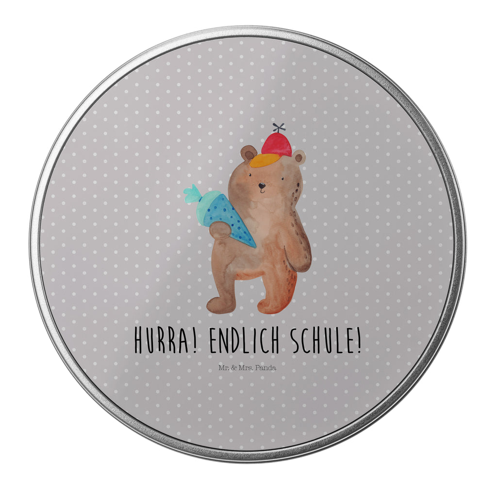 Blechdose rund Bär mit Schultüte Metalldose, Keksdose, Dose, Vorratsdose, Geschenkbox, Bär, Teddy, Teddybär, Bär Motiv, Schultüte, Erster Schultag Geschenk, Einschulung Geschenk, Schule Geschenk, Grundschule, Schulanfang, Schulbeginn