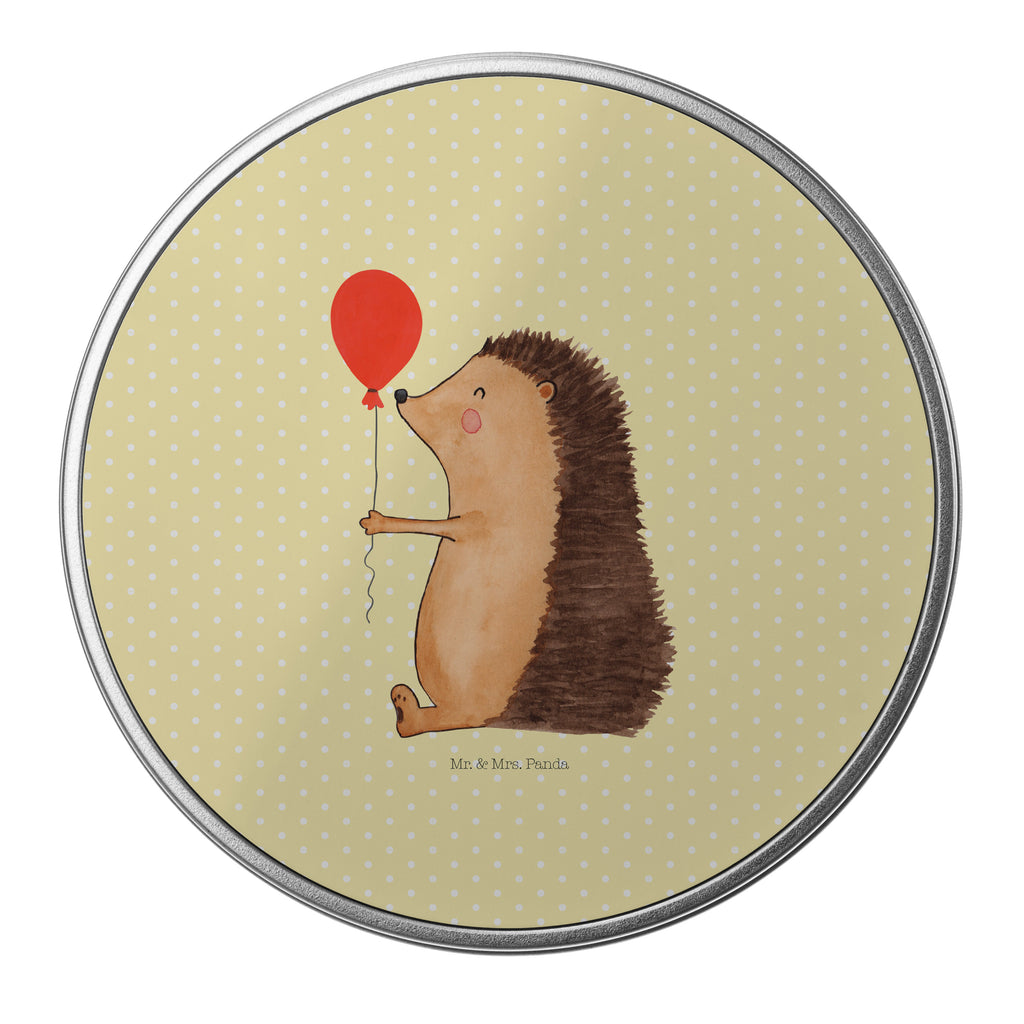 Blechdose rund Igel mit Luftballon Metalldose, Keksdose, Dose, Vorratsdose, Geschenkbox, Tiermotive, Gute Laune, lustige Sprüche, Tiere, Igel, Geburtstag, Herzlichen Glückwunsch, Glückwunsch, Geburtstagskind, Ballon, Happy Birthday