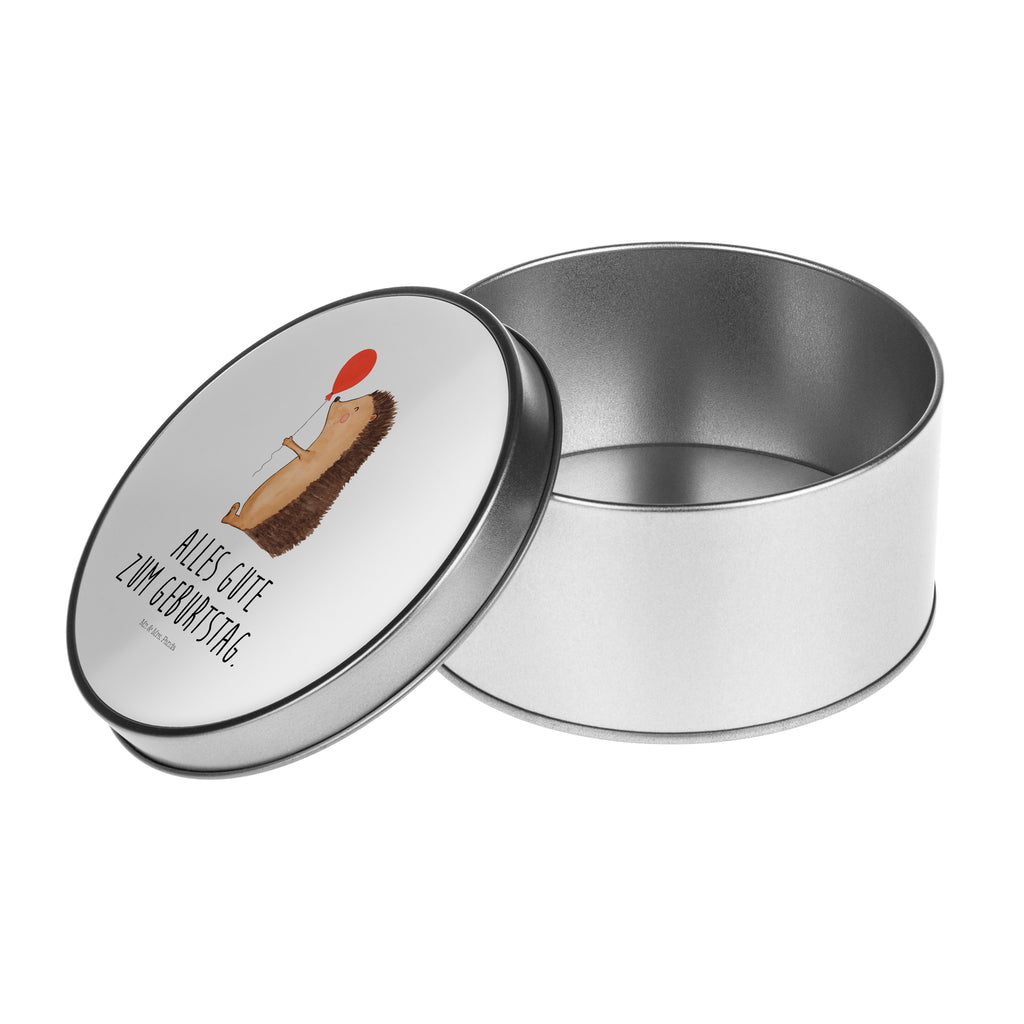 Blechdose rund Igel mit Luftballon Metalldose, Keksdose, Dose, Vorratsdose, Geschenkbox, Tiermotive, Gute Laune, lustige Sprüche, Tiere, Igel, Geburtstag, Herzlichen Glückwunsch, Glückwunsch, Geburtstagskind, Ballon, Happy Birthday