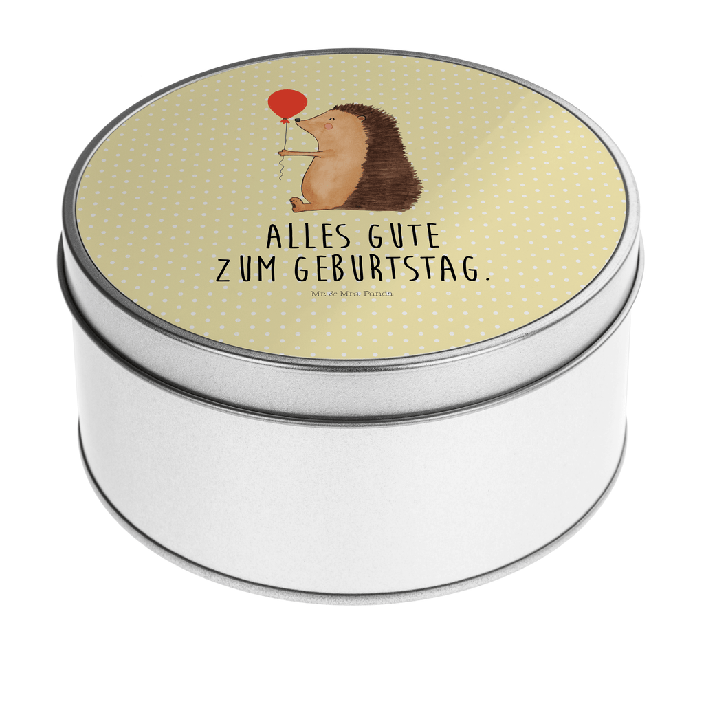 Blechdose rund Igel mit Luftballon Metalldose, Keksdose, Dose, Vorratsdose, Geschenkbox, Tiermotive, Gute Laune, lustige Sprüche, Tiere, Igel, Geburtstag, Herzlichen Glückwunsch, Glückwunsch, Geburtstagskind, Ballon, Happy Birthday