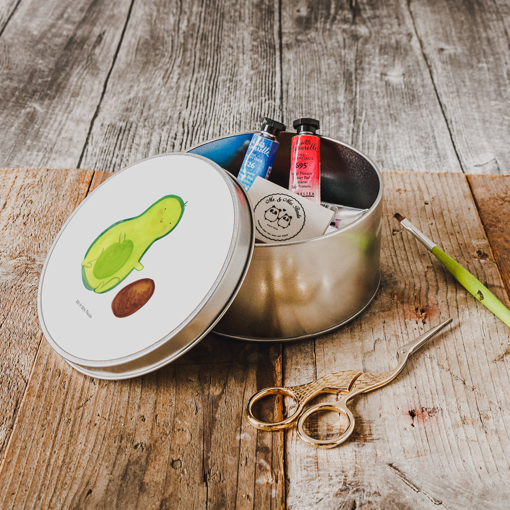 Blechdose rund Avocado rollt Kern Metalldose, Keksdose, Dose, Vorratsdose, Geschenkbox, Avocado, Veggie, Vegan, Gesund, Avocados, Schwanger, Geburt, Geburtstag, Säugling, Kind, erstes Kind, zur Geburt, Schwangerschaft, Babyparty, Baby, große Liebe, Liebe, Love