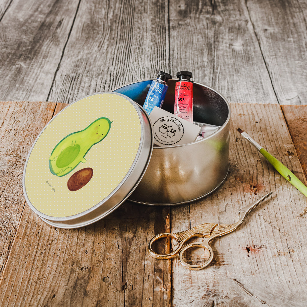 Blechdose rund Avocado rollt Kern Metalldose, Keksdose, Dose, Vorratsdose, Geschenkbox, Avocado, Veggie, Vegan, Gesund, Avocados, Schwanger, Geburt, Geburtstag, Säugling, Kind, erstes Kind, zur Geburt, Schwangerschaft, Babyparty, Baby, große Liebe, Liebe, Love