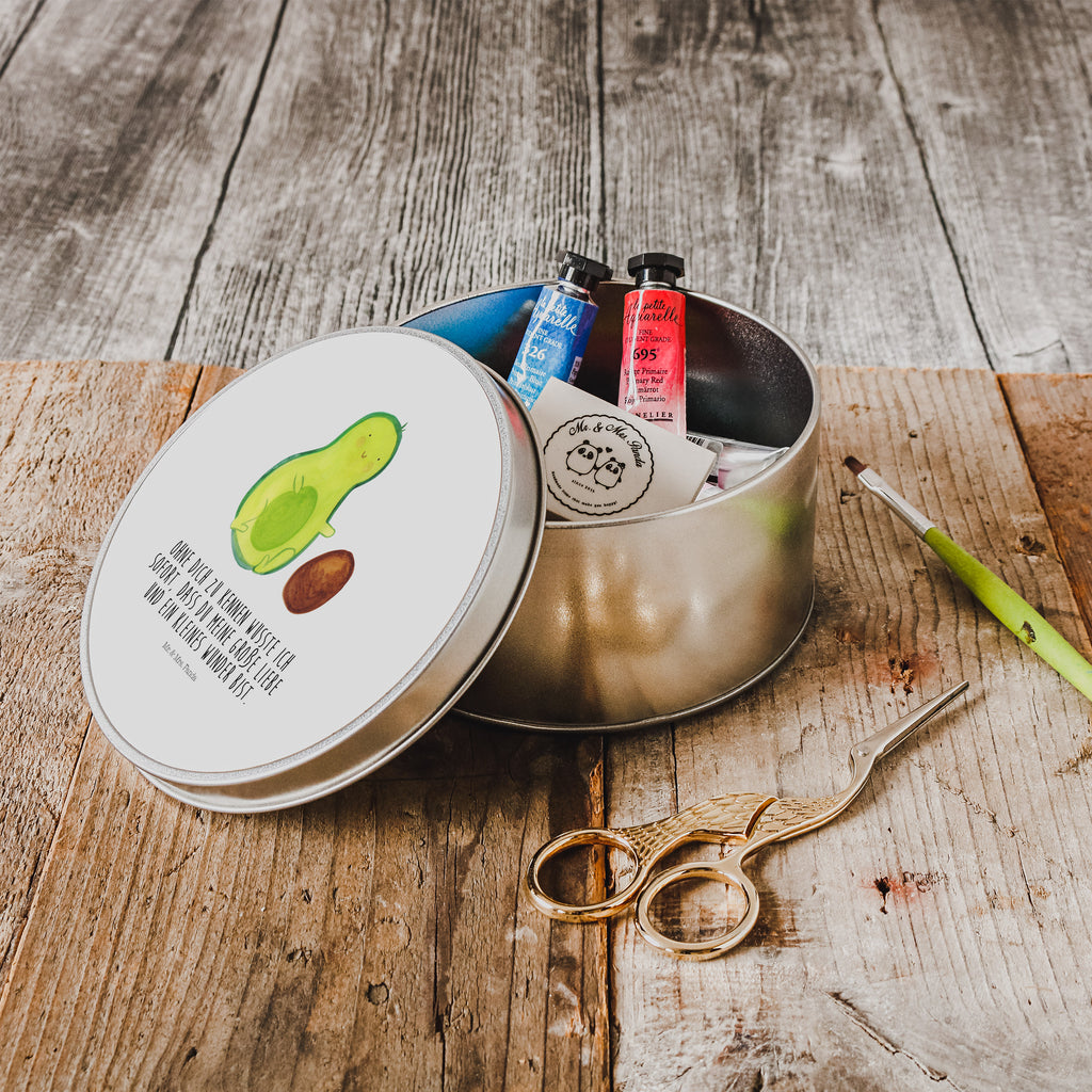 Blechdose rund Avocado rollt Kern Metalldose, Keksdose, Dose, Vorratsdose, Geschenkbox, Avocado, Veggie, Vegan, Gesund, Avocados, Schwanger, Geburt, Geburtstag, Säugling, Kind, erstes Kind, zur Geburt, Schwangerschaft, Babyparty, Baby, große Liebe, Liebe, Love