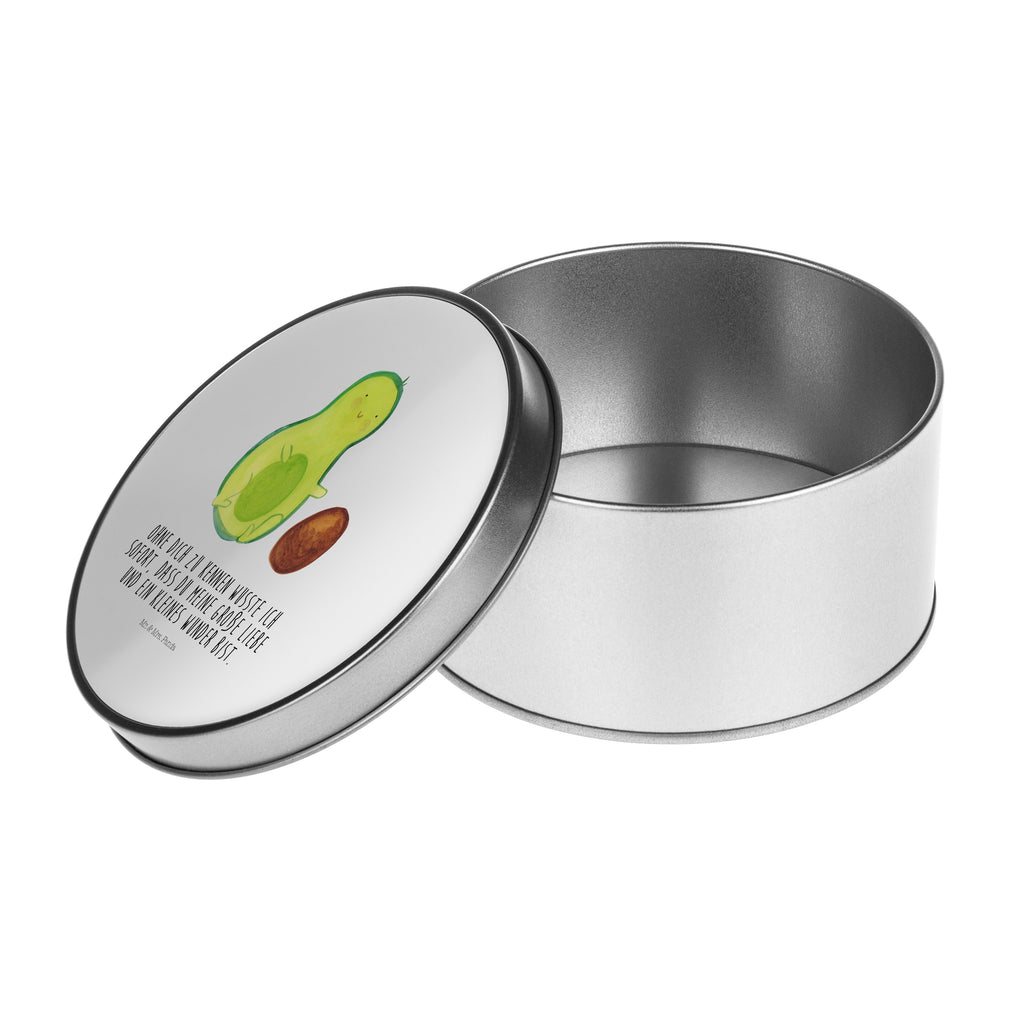 Blechdose rund Avocado rollt Kern Metalldose, Keksdose, Dose, Vorratsdose, Geschenkbox, Avocado, Veggie, Vegan, Gesund, Avocados, Schwanger, Geburt, Geburtstag, Säugling, Kind, erstes Kind, zur Geburt, Schwangerschaft, Babyparty, Baby, große Liebe, Liebe, Love