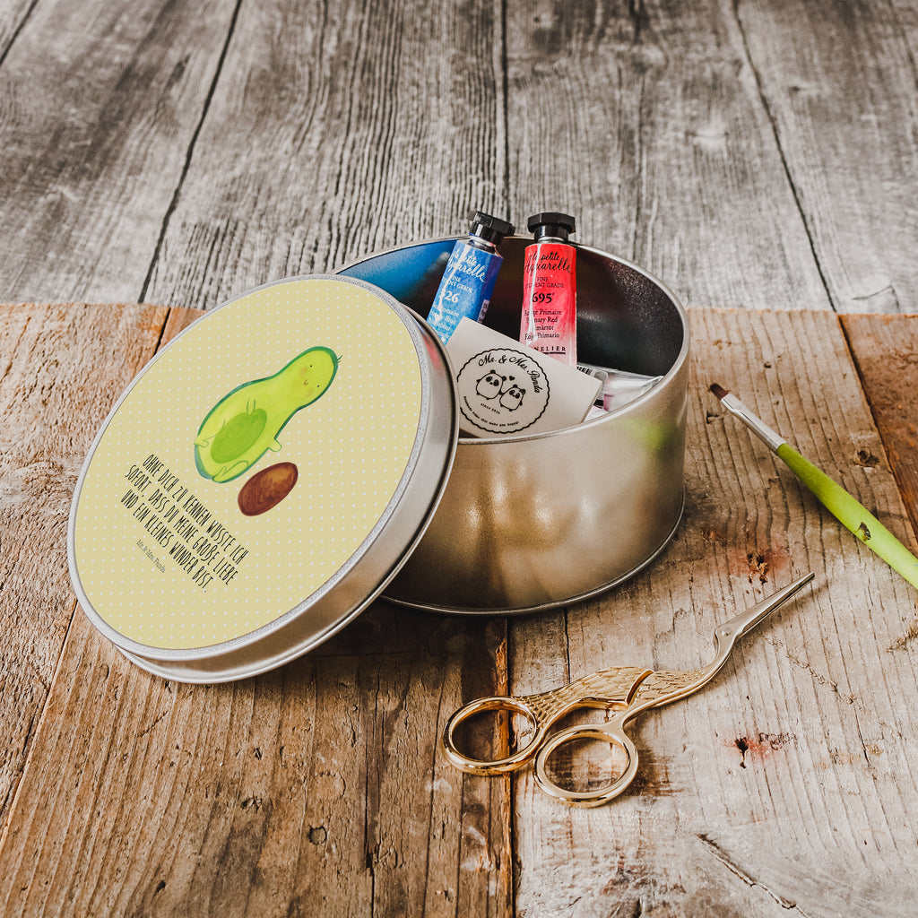 Blechdose rund Avocado rollt Kern Metalldose, Keksdose, Dose, Vorratsdose, Geschenkbox, Avocado, Veggie, Vegan, Gesund, Avocados, Schwanger, Geburt, Geburtstag, Säugling, Kind, erstes Kind, zur Geburt, Schwangerschaft, Babyparty, Baby, große Liebe, Liebe, Love