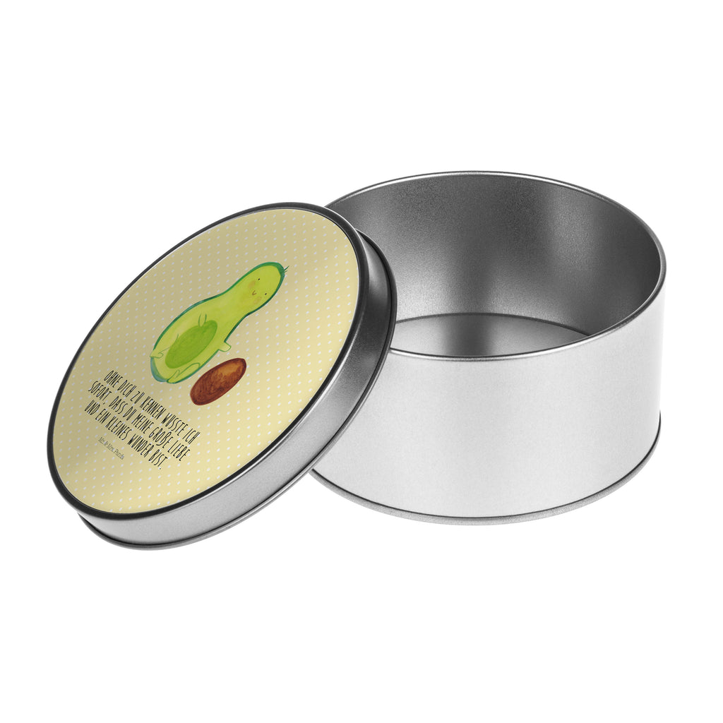Blechdose rund Avocado rollt Kern Metalldose, Keksdose, Dose, Vorratsdose, Geschenkbox, Avocado, Veggie, Vegan, Gesund, Avocados, Schwanger, Geburt, Geburtstag, Säugling, Kind, erstes Kind, zur Geburt, Schwangerschaft, Babyparty, Baby, große Liebe, Liebe, Love
