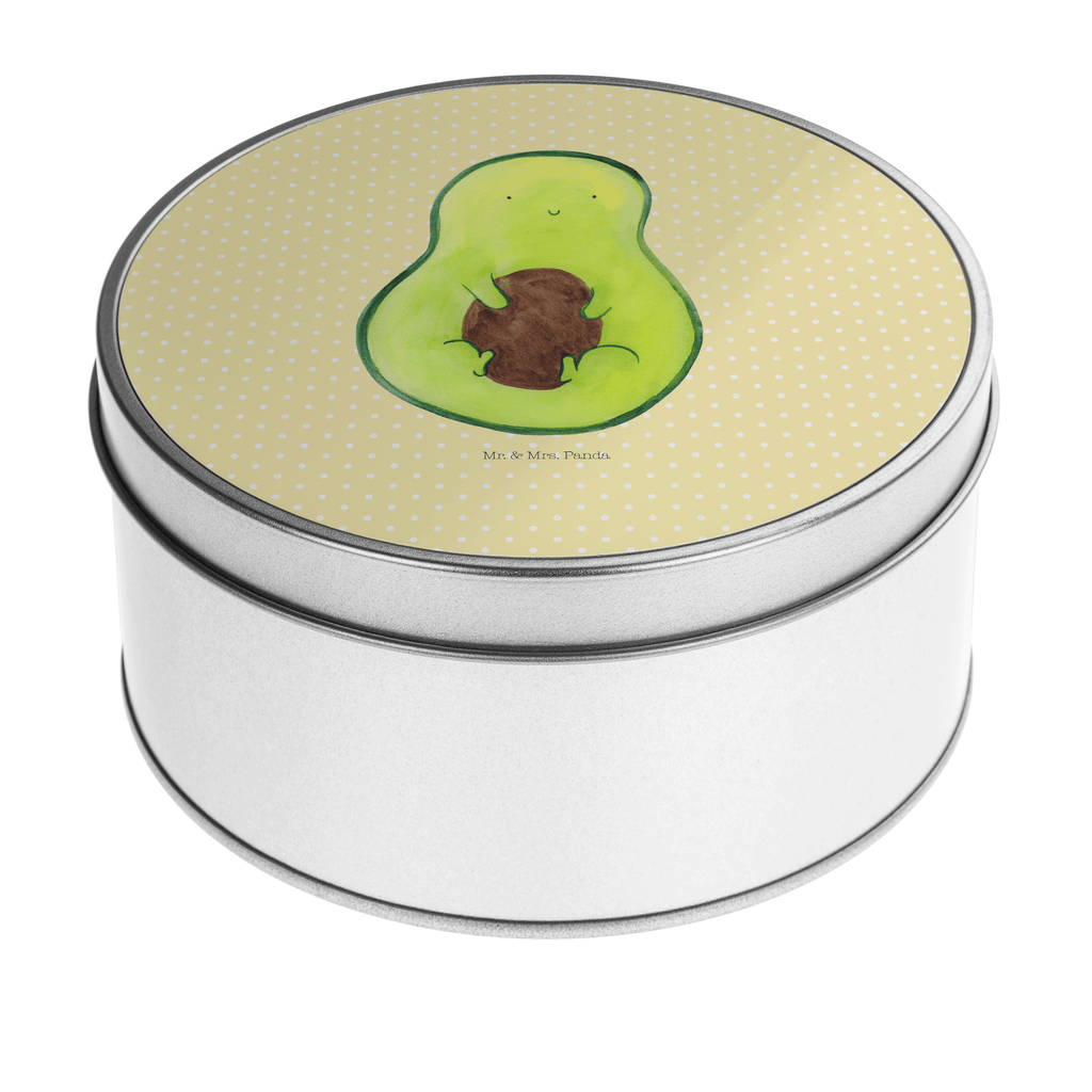 Blechdose rund Avocado mit Kern Metalldose, Keksdose, Dose, Vorratsdose, Geschenkbox, Avocado, Veggie, Vegan, Gesund, Avokado, Avocadokern, Kern, Pflanze, Spruch Leben
