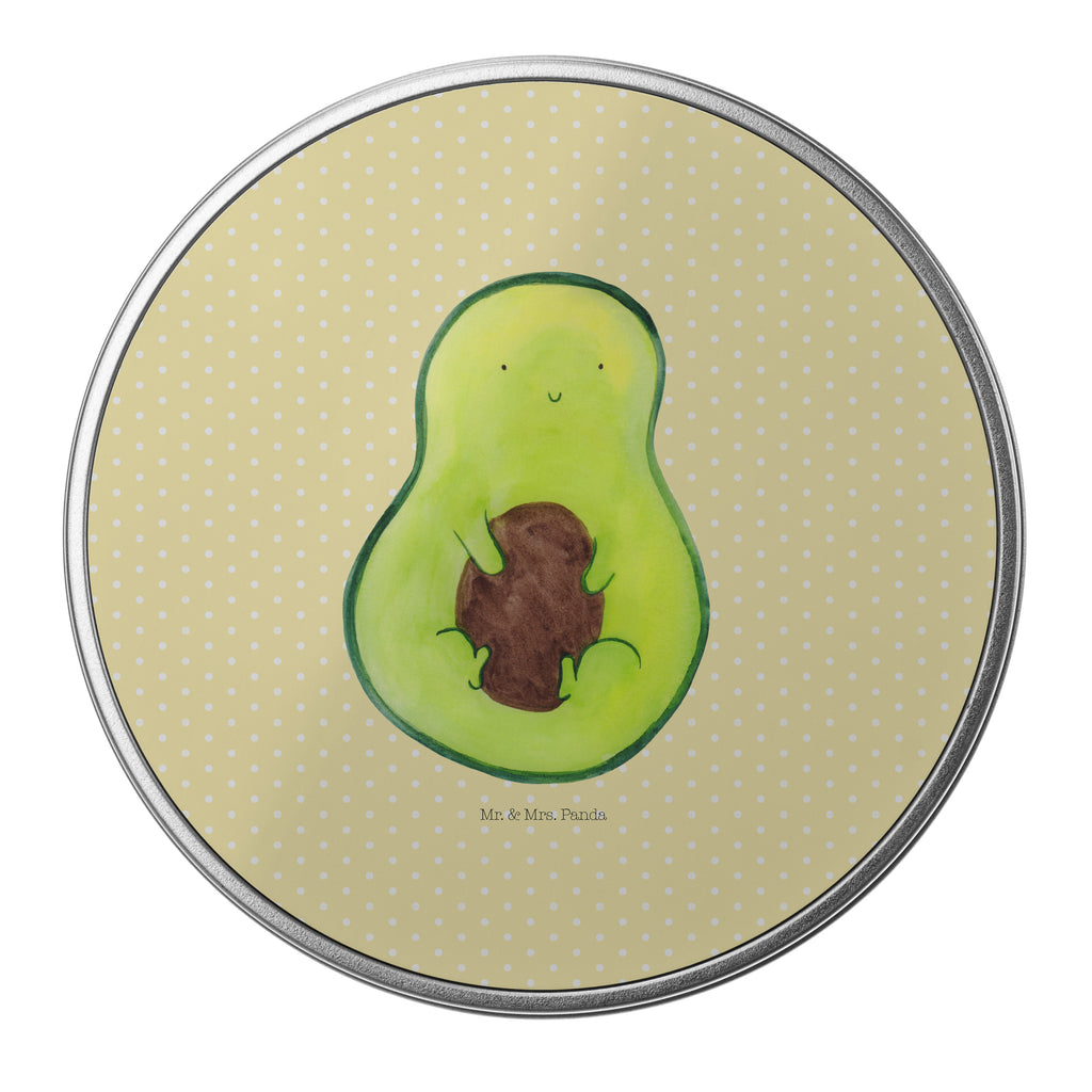 Blechdose rund Avocado mit Kern Metalldose, Keksdose, Dose, Vorratsdose, Geschenkbox, Avocado, Veggie, Vegan, Gesund, Avokado, Avocadokern, Kern, Pflanze, Spruch Leben