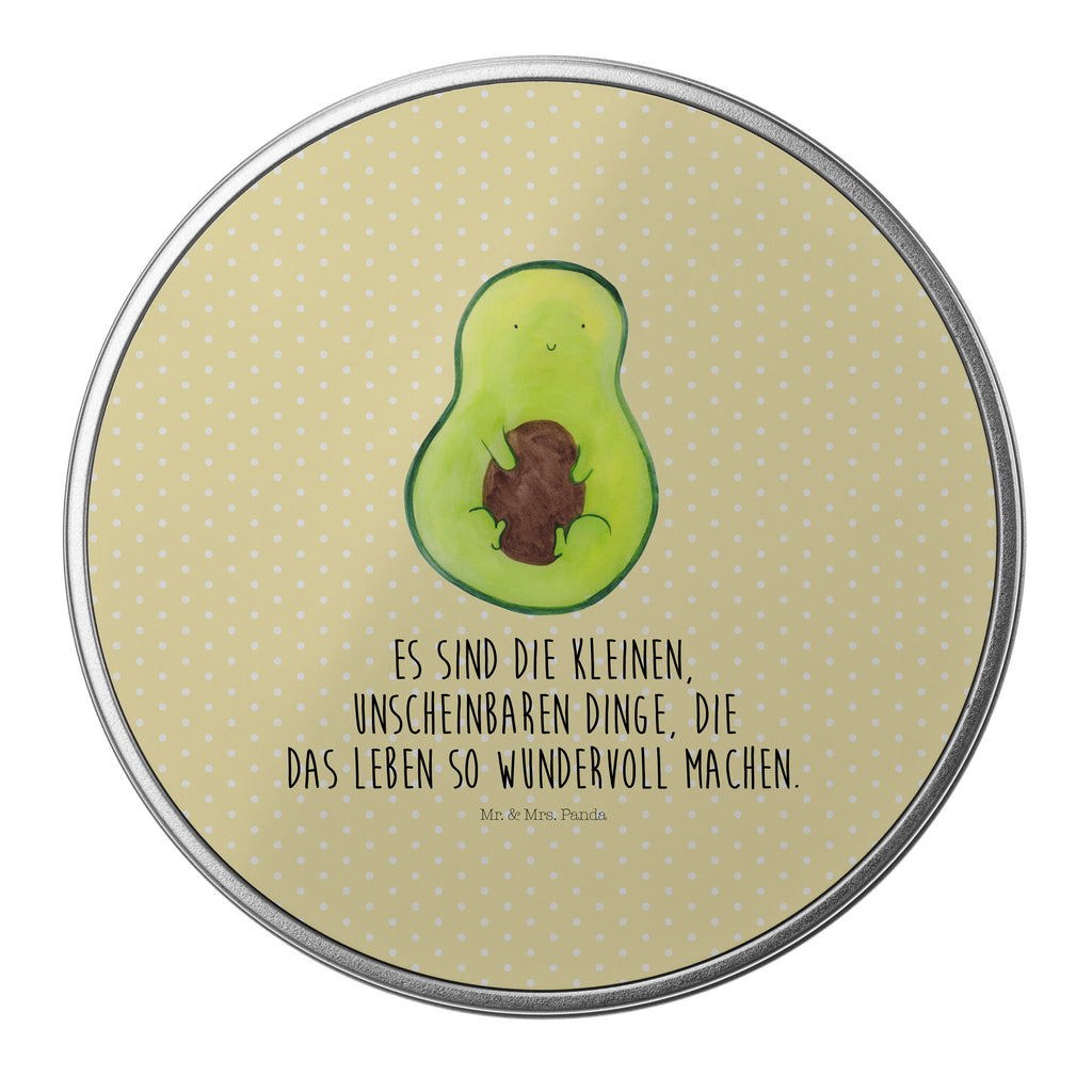 Blechdose rund Avocado mit Kern Metalldose, Keksdose, Dose, Vorratsdose, Geschenkbox, Avocado, Veggie, Vegan, Gesund, Avokado, Avocadokern, Kern, Pflanze, Spruch Leben