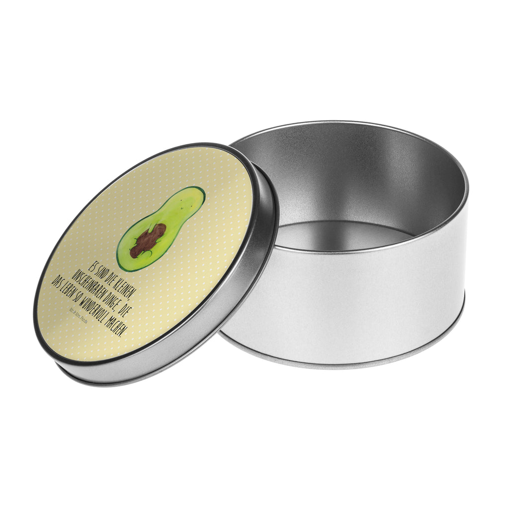 Blechdose rund Avocado mit Kern Metalldose, Keksdose, Dose, Vorratsdose, Geschenkbox, Avocado, Veggie, Vegan, Gesund, Avokado, Avocadokern, Kern, Pflanze, Spruch Leben