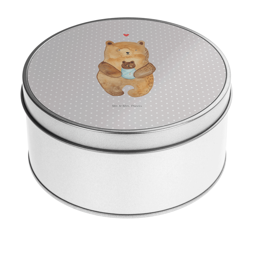 Blechdose rund Bär mit Baby Metalldose, Keksdose, Dose, Vorratsdose, Geschenkbox, Bär, Teddy, Teddybär, Eltern, Mutter, Baby, Taufe, Geburt, Nichte, Neffe, Enkel, Enkelin, Täufling, Geburtstag, Glückwunsch