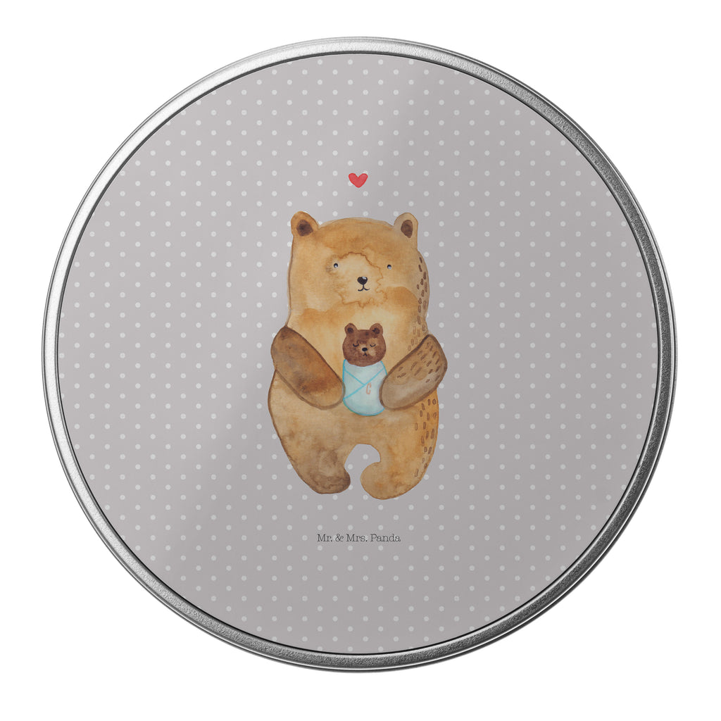 Blechdose rund Bär mit Baby Metalldose, Keksdose, Dose, Vorratsdose, Geschenkbox, Bär, Teddy, Teddybär, Eltern, Mutter, Baby, Taufe, Geburt, Nichte, Neffe, Enkel, Enkelin, Täufling, Geburtstag, Glückwunsch