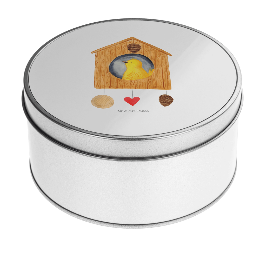 Blechdose rund Vogelhaus sweet Home Metalldose, Keksdose, Dose, Vorratsdose, Geschenkbox, Tiermotive, Gute Laune, lustige Sprüche, Tiere, Vogelhaus, Vogel, Home sweet Home, Einzug, Umzug, Geschenk, Einzugsgeschenk, Hausbau, Haus