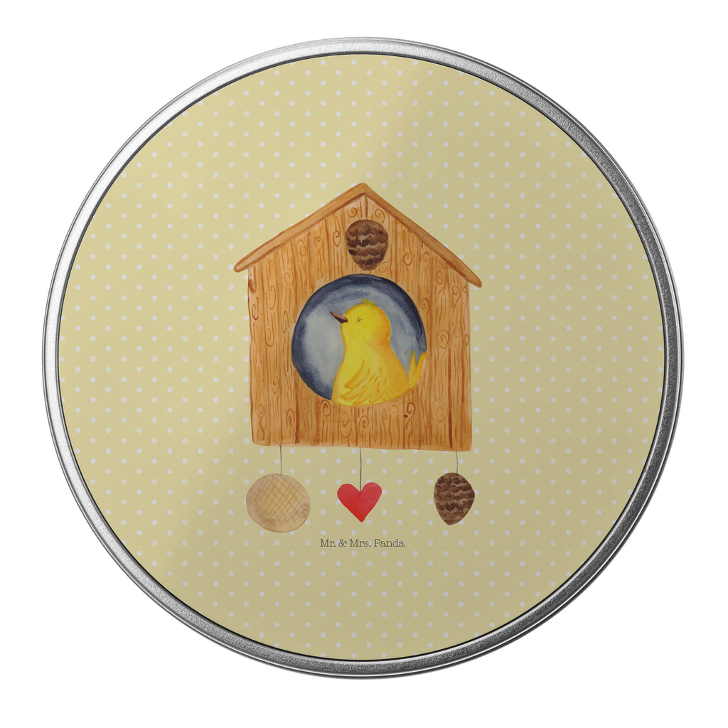 Blechdose rund Vogelhaus sweet Home Metalldose, Keksdose, Dose, Vorratsdose, Geschenkbox, Tiermotive, Gute Laune, lustige Sprüche, Tiere, Vogelhaus, Vogel, Home sweet Home, Einzug, Umzug, Geschenk, Einzugsgeschenk, Hausbau, Haus