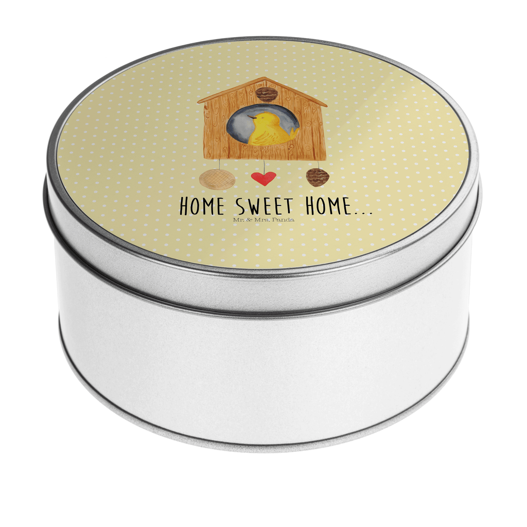 Blechdose rund Vogelhaus sweet Home Metalldose, Keksdose, Dose, Vorratsdose, Geschenkbox, Tiermotive, Gute Laune, lustige Sprüche, Tiere, Vogelhaus, Vogel, Home sweet Home, Einzug, Umzug, Geschenk, Einzugsgeschenk, Hausbau, Haus