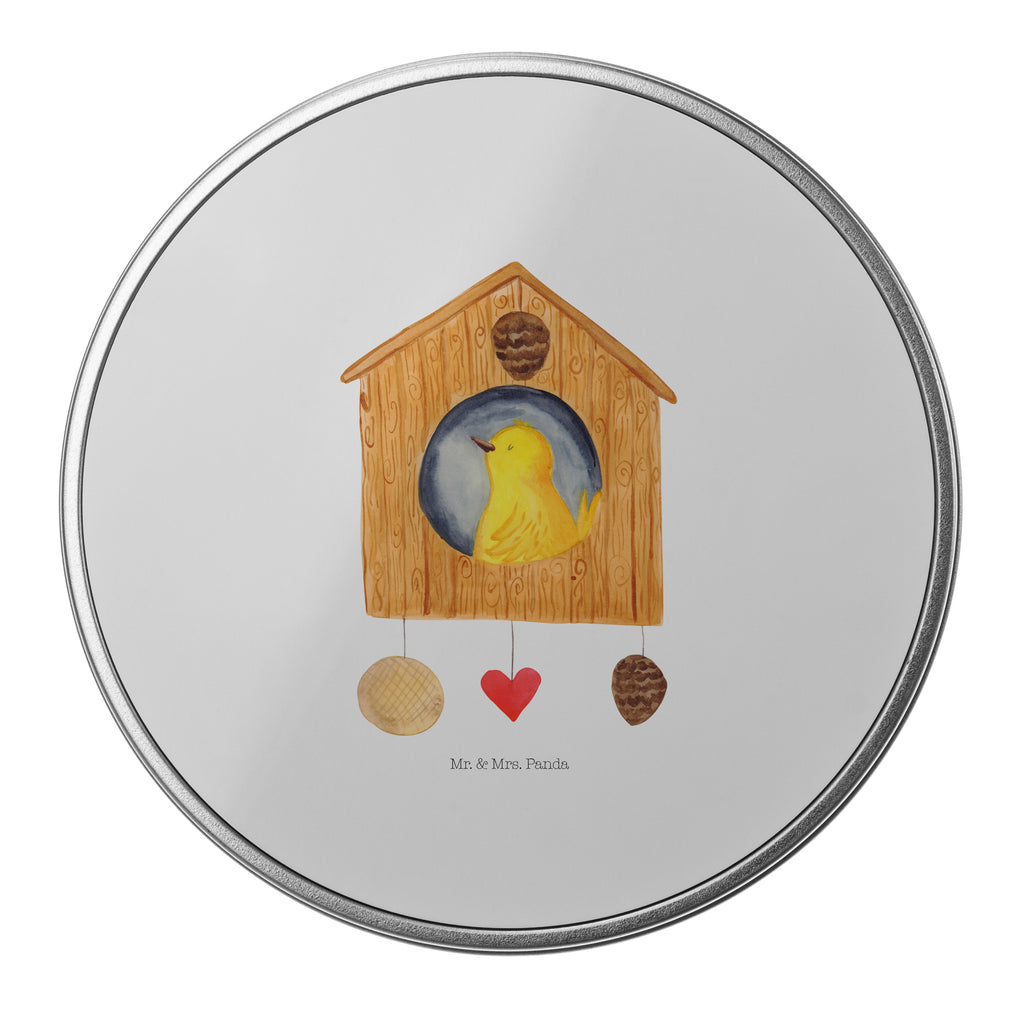 Blechdose rund Vogelhaus Metalldose, Keksdose, Dose, Vorratsdose, Geschenkbox, Tiermotive, Gute Laune, lustige Sprüche, Tiere, Vogel, Vögel, Vogelhaus, Vogelhäuschen, Home sweet home, Zuhause, Nest, Eigenheim, Familie, Wohnung, Haus, unser Haus, Lieblingsort, Castle