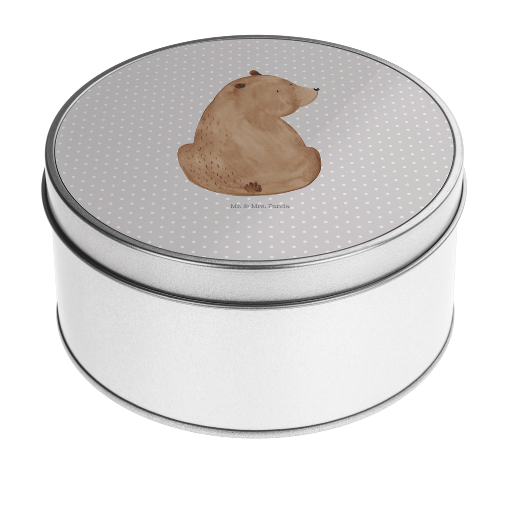 Blechdose rund Bär Schulterblick Metalldose, Keksdose, Dose, Vorratsdose, Geschenkbox, Bär, Teddy, Teddybär, Selbstachtung, Weltansicht, Motivation, Bären, Bärenliebe, Weisheit