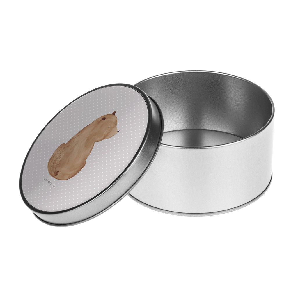 Blechdose rund Bär Schulterblick Metalldose, Keksdose, Dose, Vorratsdose, Geschenkbox, Bär, Teddy, Teddybär, Selbstachtung, Weltansicht, Motivation, Bären, Bärenliebe, Weisheit