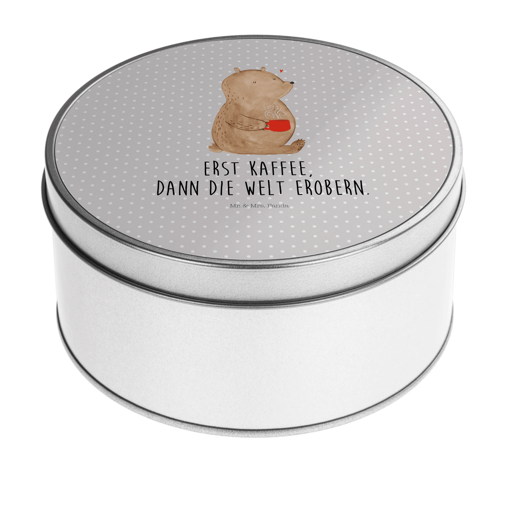 Blechdose rund Bär Kaffee Metalldose, Keksdose, Dose, Vorratsdose, Geschenkbox, Bär, Teddy, Teddybär, Kaffee, Coffee, Bären, guten Morgen, Morgenroutine, Welt erobern, Welt retten, Motivation