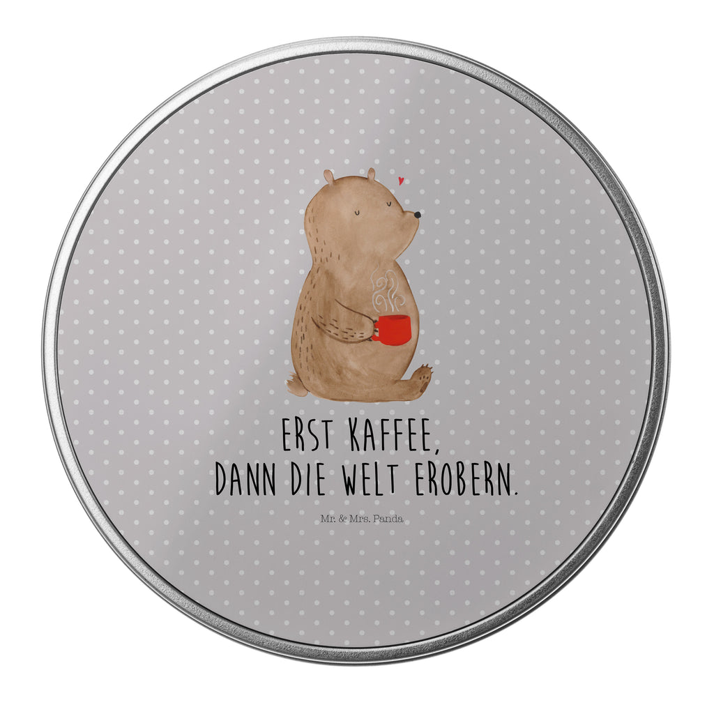 Blechdose rund Bär Kaffee Metalldose, Keksdose, Dose, Vorratsdose, Geschenkbox, Bär, Teddy, Teddybär, Kaffee, Coffee, Bären, guten Morgen, Morgenroutine, Welt erobern, Welt retten, Motivation