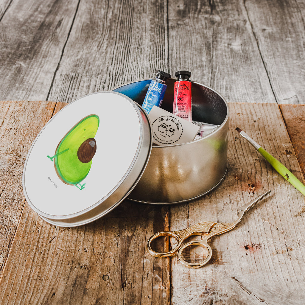 Blechdose rund Avocado schwanger Metalldose, Keksdose, Dose, Vorratsdose, Geschenkbox, Avocado, Veggie, Vegan, Gesund, schwanger, Schwangerschaft, Babyparty, Babyshower