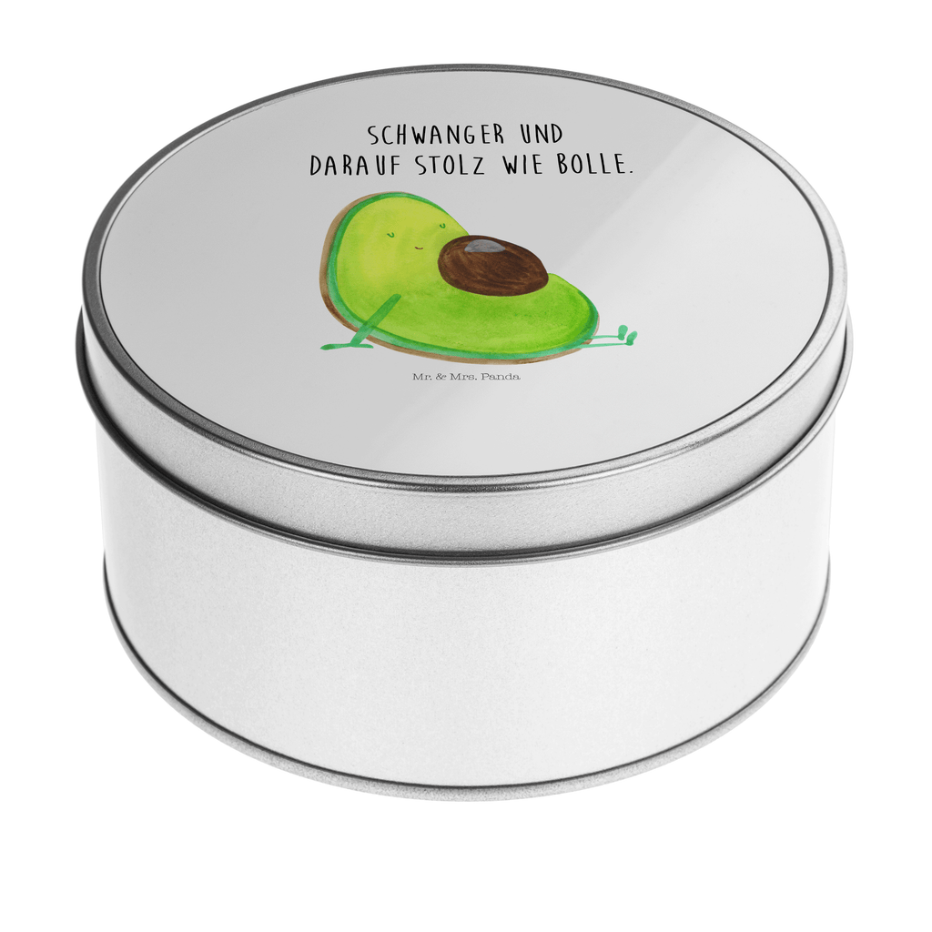 Blechdose rund Avocado schwanger Metalldose, Keksdose, Dose, Vorratsdose, Geschenkbox, Avocado, Veggie, Vegan, Gesund, schwanger, Schwangerschaft, Babyparty, Babyshower