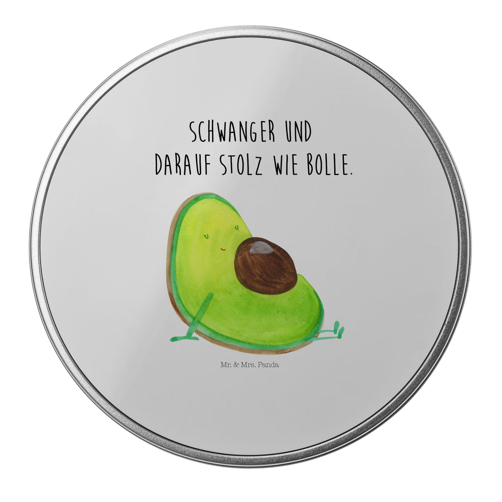 Blechdose rund Avocado schwanger Metalldose, Keksdose, Dose, Vorratsdose, Geschenkbox, Avocado, Veggie, Vegan, Gesund, schwanger, Schwangerschaft, Babyparty, Babyshower