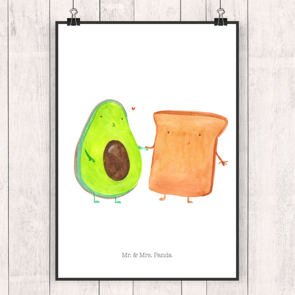 Poster Avocado + Toast Poster, Wandposter, Bild, Wanddeko, Küchenposter, Kinderposter, Wanddeko Bild, Raumdekoration, Wanddekoration, Handgemaltes Poster, Mr. & Mrs. Panda Poster, Designposter, Kunstdruck, Posterdruck, Avocado, Veggie, Vegan, Gesund, Toast, Toastbrot, Liebespaar, Pärchen, Freund, Freundin, Verlobt, Verlobungsparty, Hochzeit, Hochzeitsgeschenk, Jahrestag, Jahrestagsgeschenk